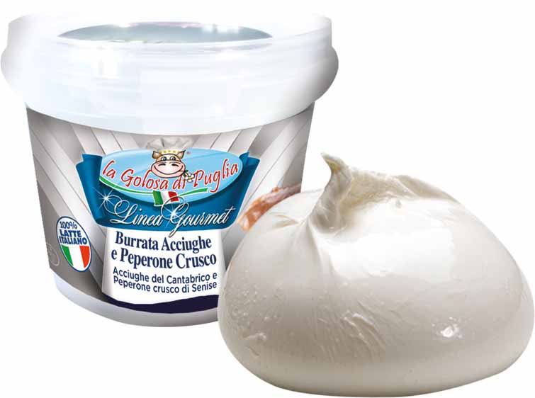 Burrata LINEA GOURMET Acciughe del Cantabrico e Peperone Crusco